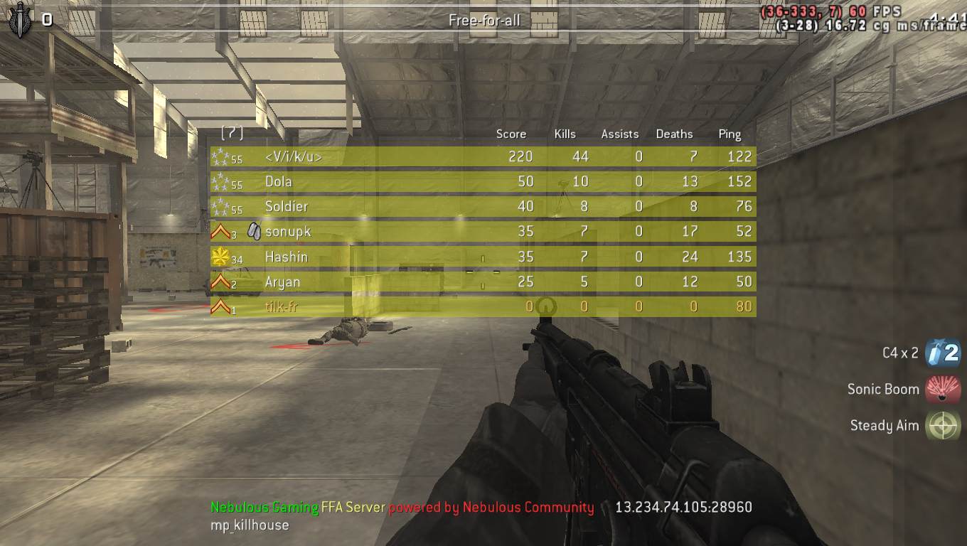 tilk-fr, mp_killhouse, Nebulous Gaming FFA Server powered by Nebulous Community