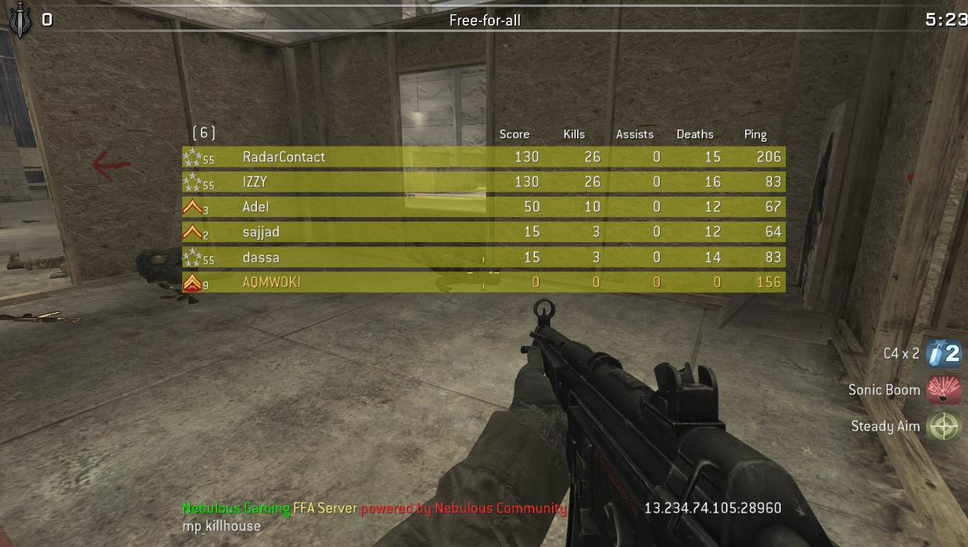 AQMWOKI, mp_killhouse, Nebulous Gaming FFA Server powered by Nebulous Community