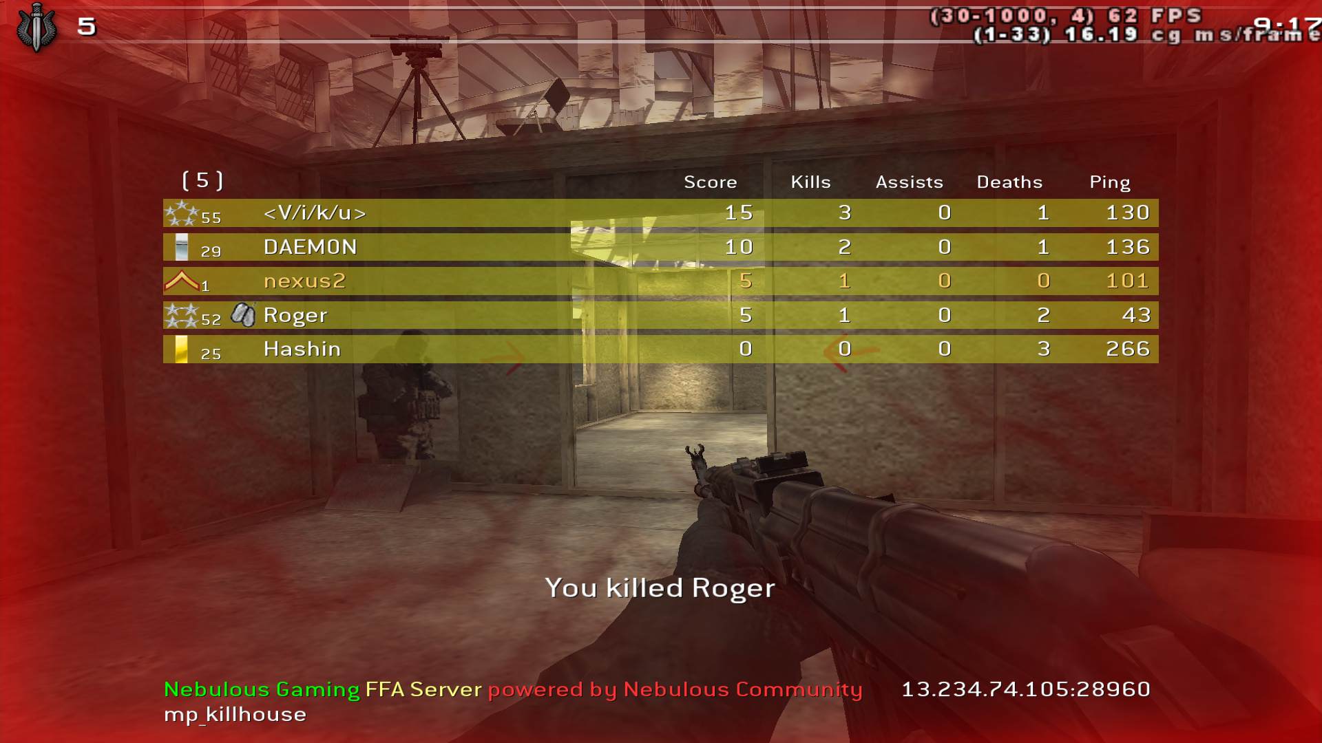 nexus2, mp_killhouse, Nebulous Gaming FFA Server powered by Nebulous Community