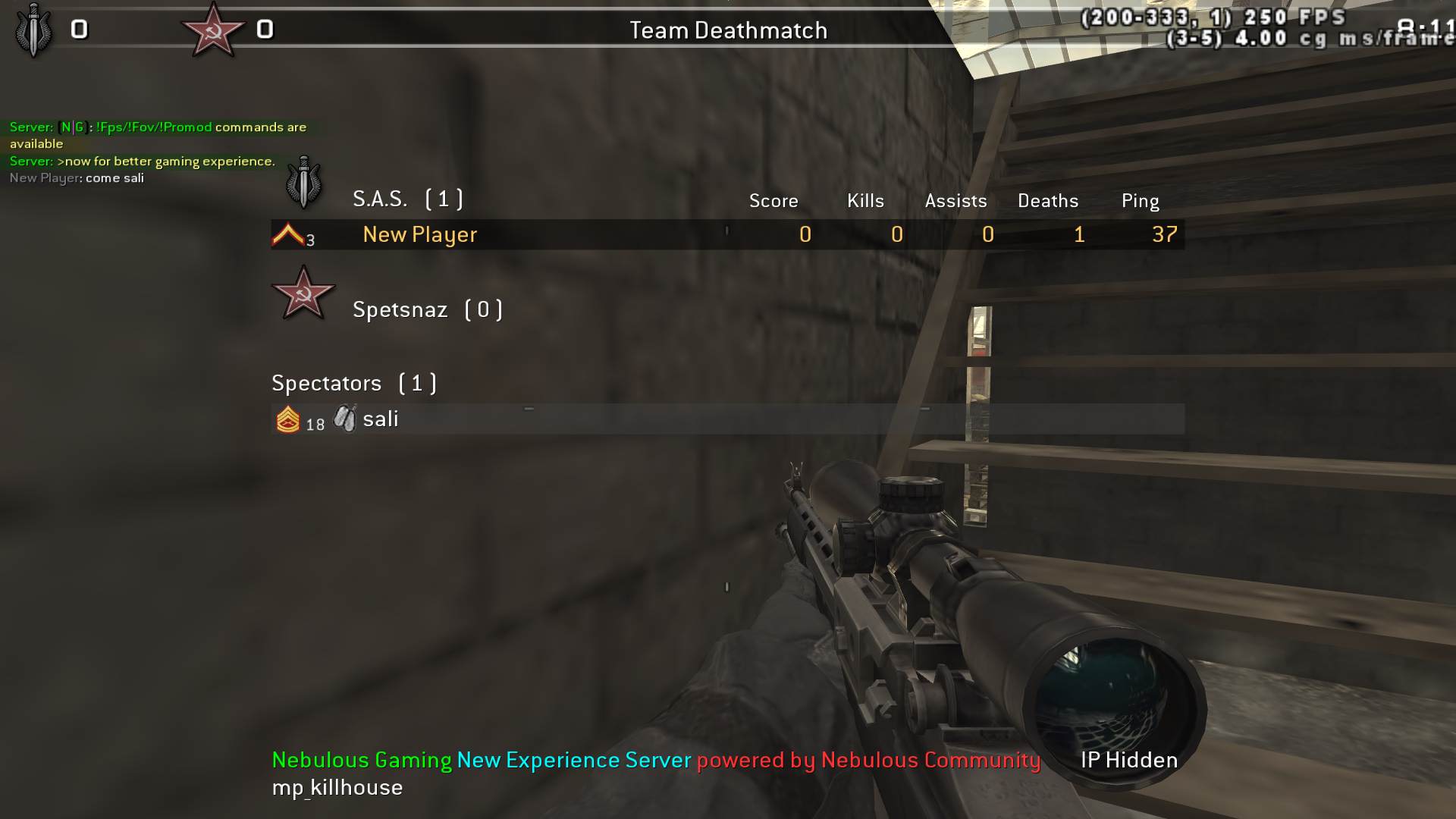 New Player, mp_killhouse, Nebulous Gaming New Experience Server powered by Nebulous Community